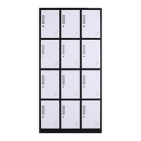 Armoire en acier à 12 portes pour usage domestique, casier de rangement métallique avec tringle de suspension pour chambre à coucher