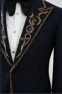 Nouvelle robe <span class=keywords><strong>de</strong></span> soirée en velours haut <span class=keywords><strong>de</strong></span> gamme avec broderie dorée 2024, veste noire à simple boutonnage, inspirée des robes <span class=keywords><strong>de</strong></span> mariage, taille plus, style Stars' Court - Product Image 3