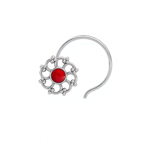 Indian Mores 925 <b>Sterling</b> <b>Silver</b> Round Shape Cup Setting <b>Nose</b> Pin <b>Stud</b> for Women Girls - Product Image 1