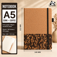 Carnet en liège éco-responsable A5 avec logo personnalisé, impression numérique, à base de grains de café, avec bande élastique, idéal pour les cadeaux de bureau