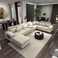 Canapés sectionnels de massage capitonnés modernes en gros, multifonctionnels, intelligents, musicaux, meubles de salon de luxe en tissu en forme de U