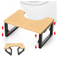 Tabouret de toilette pliant portable, banc de salle de bain réglable, repose-pieds de douche domestique en métal et bois