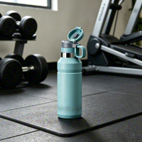 Bouteille d'eau sport écologique avec couvercle à paille rabattable, bec verseur lisse, design élégant et minimaliste, avec poignée