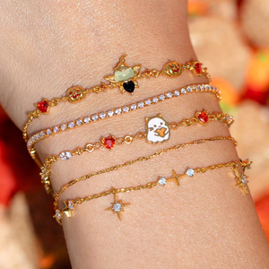 Bracelet en argent sterling 925 plaqué or avec zircon, série Halloween personnalisée, bijoux fins pour femmes et enfants, cadeau - Product Image 4