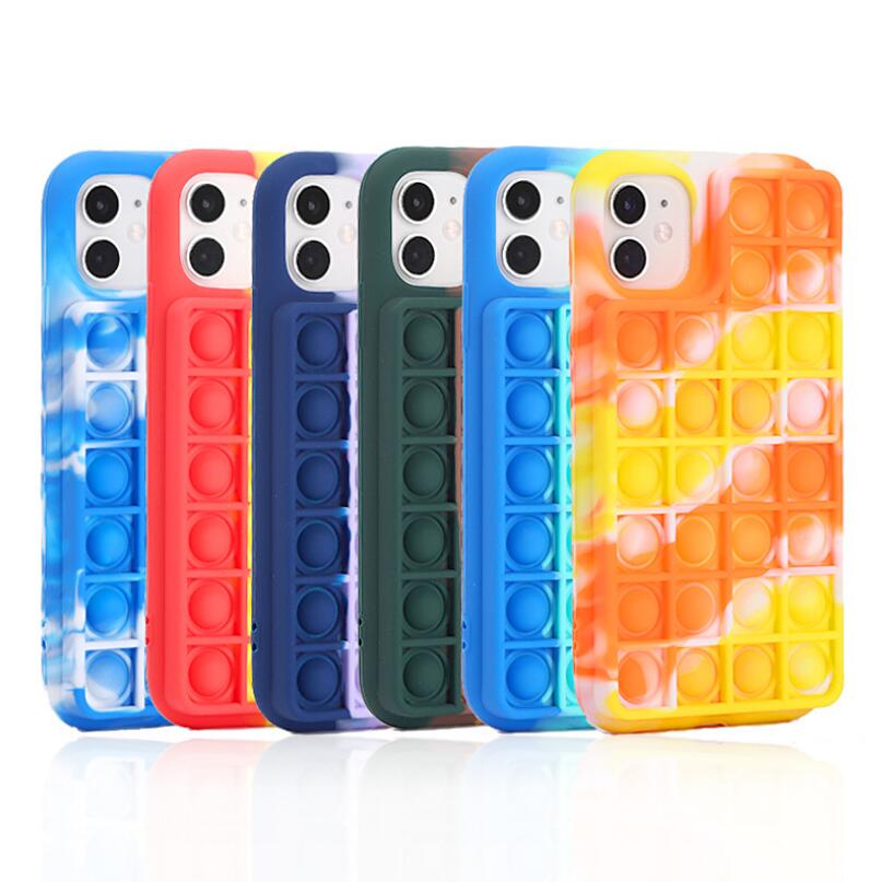 Amazon Good Seller Pop fidget game чехол для телефона iPhone 13 12Pro Max 11 7 8 plus 3D радужный пузырьковый силиконовый чехол для телефона