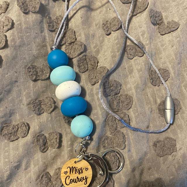 Teacher Lanyard Lovely Apple TEACH Lanyard Personalized Silicone Beads Boho Keyrings Gifts Image 3