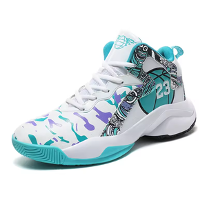 Chaussures de basketball montantes pour hommes et femmes, baskets de sport à lacets, chaussures décontractées en cuir PU résistantes pour l'extérieur - Product Image 2