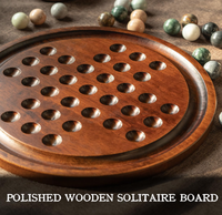 Jeu de solitaire classique en bois avec billes en marbre polies, fait main, pour un joueur, thème Amour, jeu de réflexion, art de table