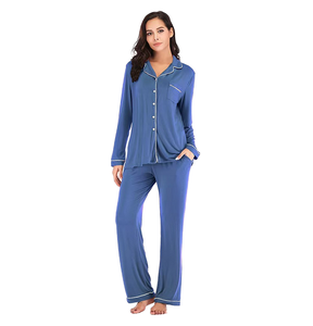 Set <span class=keywords><strong>Pigiama</strong></span> di Lusso in Modal per Donna - Abbigliamento da Notte <span class=keywords><strong>con</strong></span> <span class=keywords><strong>Bottoni</strong></span> Frontali, <span class=keywords><strong>Pigiama</strong></span> Lungo Estivo <span class=keywords><strong>con</strong></span> Logo - Charm del <span class=keywords><strong>Pigiama</strong></span> - Product Image 2