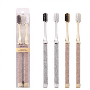 SB TECH New Gold and Silver Toothbrushes with PBT Soft Bristles and Plastic Handle in Box for Home Use - Product Image 1