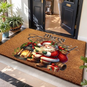 Paillasson de Noël Cangming en imitation fibre de coco, lavable, antidérapant, pour porte d'entrée, avec motif Joyeux Noël - Product Image 2