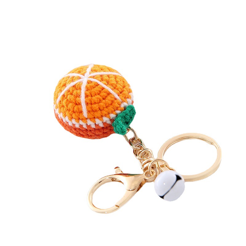 Promotional Keychains Embroidery Stitch Yarn Fruits Cute Kawaii Cartoon Key Chain with Carabiner and Key Ring Accessories