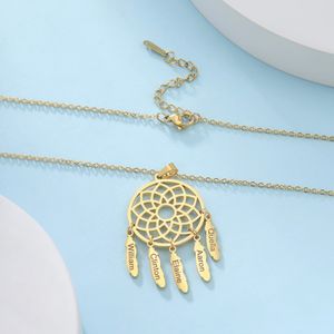 <span class=keywords><strong>Atrapasueños</strong></span> con forma <span class=keywords><strong>de</strong></span> campanas <span class=keywords><strong>de</strong></span> viento, grabado <span class=keywords><strong>de</strong></span> acero inoxidable, collar con nombre múltiple personalizado, colgantes, regalos <span class=keywords><strong>de</strong></span> joyería para la familia - Product Image 3