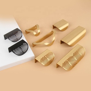 Hot Sale <strong>Matt</strong> <strong>Black</strong> Gold butterfly Leaf Antique Coffee Copper Concealed Handle Hidden Brass <strong>Drawer</strong> Pull - Product Image 1