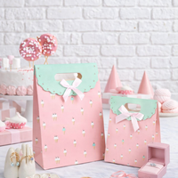 Sacs cadeaux en papier pastel avec motif lapin et nœud, sacs pour fêtes d'enfants, anniversaires, baby shower, sacs pour bonbons et friandises