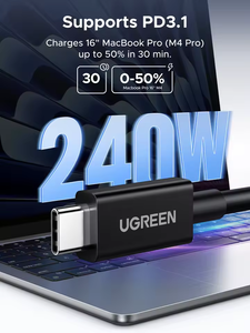 <span class=keywords><strong>C</strong></span>âble UGREEN Thunderbolt <span class=keywords><strong>5</strong></span> USB <span class=keywords><strong>4</strong></span> Type <span class=keywords><strong>C</strong></span> vers Type <span class=keywords><strong>C</strong></span>, charge rapide 240W PD, transmission de données 16K 60Hz 120 Gbps, <span class=keywords><strong>c</strong></span>âble USB <span class=keywords><strong>C</strong></span> Gen - Product Image 4