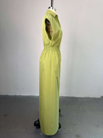 Nouvelle Robe Chemise Décontractée Longue et Respirante pour Femme, à Col Boutonné, Manches Courtes et Taille Naturelle Cintrée, Style Été