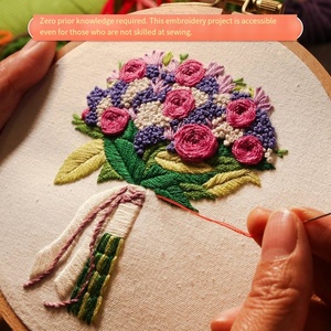Kit di Ricamo a <span class=keywords><strong>Punto</strong></span> <span class=keywords><strong>Croce</strong></span> CHANGXU CRAFT per Principianti, Decorazione Domestica Fai-da-Te con Design Floreale, Nastro di Cotone Ecologico - Product Image 5
