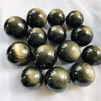 Sphère en obsidienne dorée naturelle, cristal de guérison, boule de cristal pour la décoration