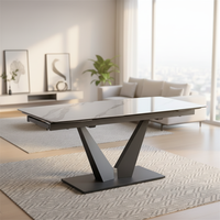 Table à manger carrée extensible en céramique de luxe haut de gamme, pieds en métal, anti-rouille, pliable, écologique, 10 places, pour hôtel