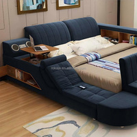 Neues Design Smart Massage Multifunktion sbett Luxus Große Aufbewahrung Leder Tatami Bett Samt Kingsize-Bett Mit USB-Lade lautsprecher