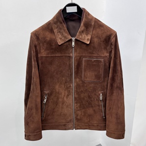 2026 <b>Men's</b> Loro Brown <b>Suede</b> Bomber <b>Jacket</b> Casual Piana Zipper Front Stand Collar Regular Fit Autumn Wear - Product Image 6