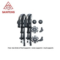 Bâtons de randonnée en alliage d'aluminium, bâtons de marche, paniers pour neige et boue, télescopiques, pliables, avec lumière LED, longueur réglable 115-135 cm