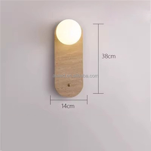 Lampe murale intérieure moderne en pierre, abat-jour en verre sphérique G9, chambre à coucher, salon, lampes murales intérieures, éclairage mural design - Product Image 2