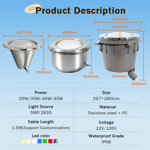 <span class=keywords><strong>Luz</strong></span> LED Sumergible para <span class=keywords><strong>Piscina</strong></span> PAR56 de 12V, Impermeable IP68, Multicolor, con Control Remoto RGB - Product Image 3