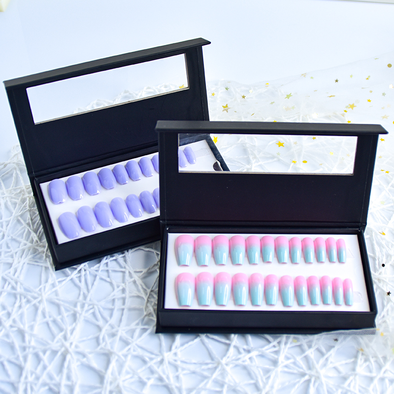 Оптовая продажа модные комплекты одежды с ненастоящим искусственный пальцем 24 шт./кор. нажмите на пластиковая коробка набор для ногтей красивые короткими нажатиями нажмите один маникюрных наборов