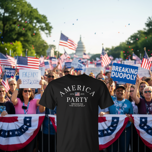 T-shirt America Party noir unisexe 2025 Breaking The Duopoly - Product Image 3