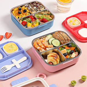 Lonchera Rectangular de Acero Inoxidable Tongqu con Compartimentos Sellados para Niños y Estudiantes con Bandeja para Salsas - Product Image 4