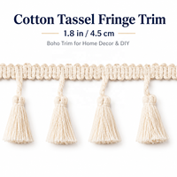 Frange en coton style bohème avec pompons, 4,5 cm, ruban en macramé multicolore, pompon de balai, fait main, pour rideaux, oreillers, DIY, Chine