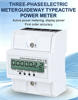 Meter Energi Digital LCD 3 Fasa 4 Kawat 4P Mini DIN Rail 10(100)A KWh