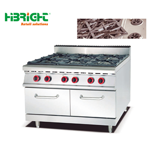 Điều khiển bằng tay freestanding thép không gỉ thương mại nấu ăn máy Bốn đầu đốt <span class=keywords><strong>gas</strong></span> Phạm vi điện lò nướng đối lưu tính năng - Product Image 1