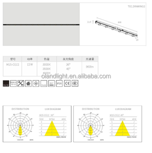 Arcllux 12W punto lineal antideslumbrante LED 15mm 48VDC 24VDC Casambi regulable pista empotrada Triac Mini magnético 15mm 48VDC aluminio - Product Image 2