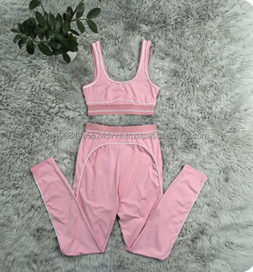 Nuevo Conjunto Deportivo de 2 Piezas sin Mangas, con Logotipo Personalizado, Cintura Alta, Levanta Glúteos, Ajusta el Abdomen, para Yoga y Fitness - Product Image 5