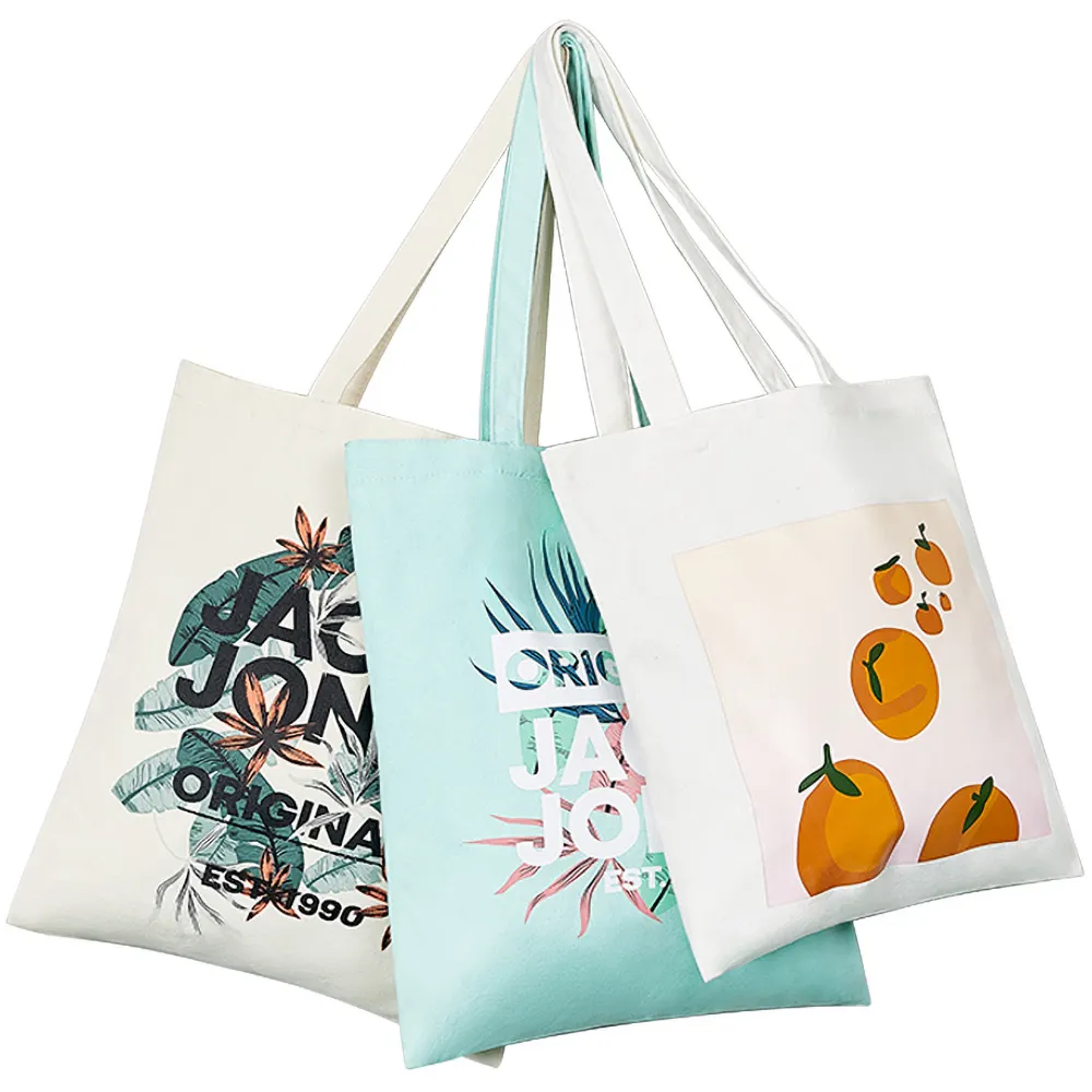 Aangepaste Recycle Biologisch Katoenen Canvas Tote Boodschappentas Met Print Logo Promotionele Leverancier