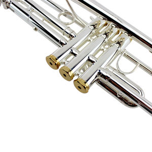Trompeta Profesional OEM <span class=keywords><strong>de</strong></span> Alta Calidad con 3 Válvulas <span class=keywords><strong>de</strong></span> Pistón, Latón Plateado, Trompeta BB con Vara <span class=keywords><strong>de</strong></span> Afinación Inversa y Anillo Fijo - Product Image 4