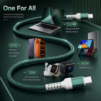 Kabel Pengisian Cepat USB-C ke C KYT 100W Tembaga Murni dengan Bahan Nilon untuk Ponsel, Komputer, dan Kamera