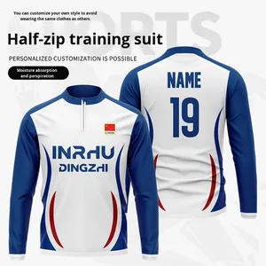 Özelleştirilmiş Logo OEM Hizmeti Kışlık Antrenman Takımı Dik Yaka Erkek Polyester/Pamuk Hızlı Kuruyan Uzun Kollu Düz Desenli Spor - Product Image 1
