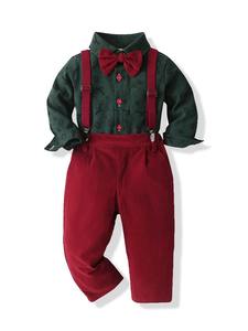 Ensemble de vêtements formels de Noël 2025 pour bébés garçons, <span class=keywords><strong>tenue</strong></span> pour tout-petits, chemise avec nœud papillon et pantalon à bretelles, vêtements d'automne - Product Image 5