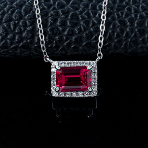 925 Sterling Silver Lab-Grown <b>Ruby</b> <b>Necklace</b> - Product Image 2