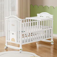 Lit en Bois Massif de Style Europééen, Berceau Multifonctionnel Amovible pour Enfants, Lit d'Appoint Bébé