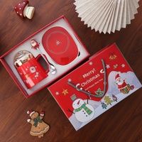 Cadeau de Noël, tasse en céramique avec couvercle et cuillère, design de dessin animé, boîte cadeau de Noël, ensemble de tasses, cadeau d'entreprise