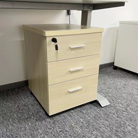 Bureau d'étude commercial minimaliste mobile et armoire latérale avec 3 tiroirs, protection par mot de passe, rangement de bureau en bois