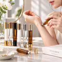 Flacon pulvérisateur vide à double embout rechargeable avec logo personnalisé, emballage cosmétique en verre à bille roulante, vente en gros OEM