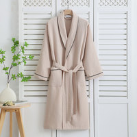 Peignoir en tissu gaufré avec logo personnalisé, 100% coton, séchage rapide, pour hôtel, spa, approvisionnement en gros