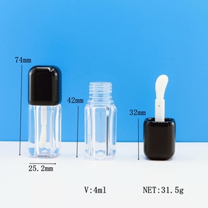 Luxury Unique Cube Lip Tint case 4ml Lip Oil Liquid Lipstick Tube square Transparent Lip <b>Gloss</b> Bottle With Big Brush - Product Image 3