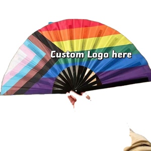 <b>Large</b> Colorful 33Cm Hand Fabric Bamboo <b>Fans</b> 24 Inch for Folding <b>Fan</b> Dance Gift Festival - Product Image 2